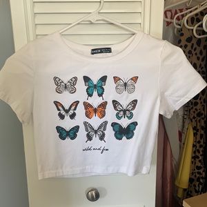 Cropped butterfly shirt